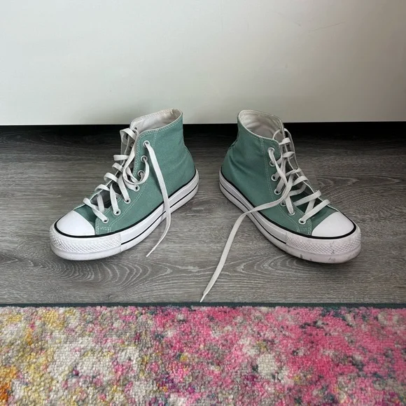 Converse Green and White High-Top Sneakers - Picture 3 of 4